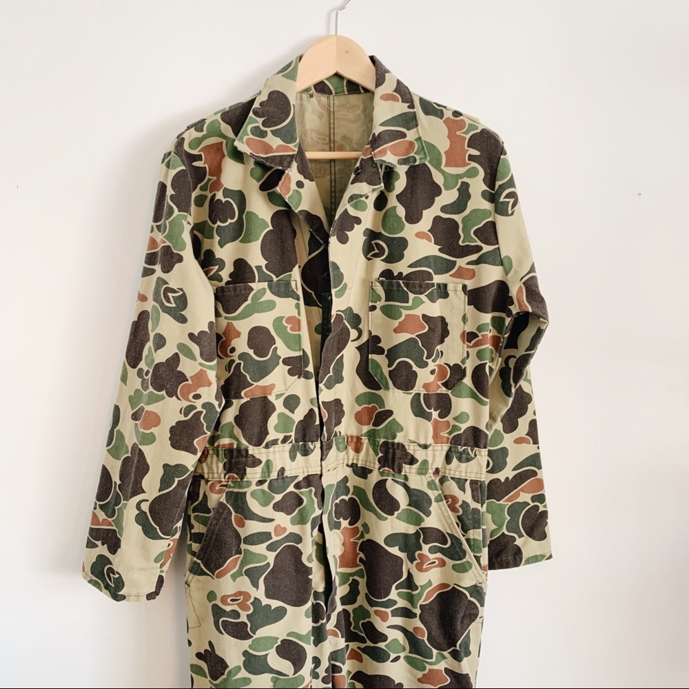 Unisex camouflage print jumpsuit